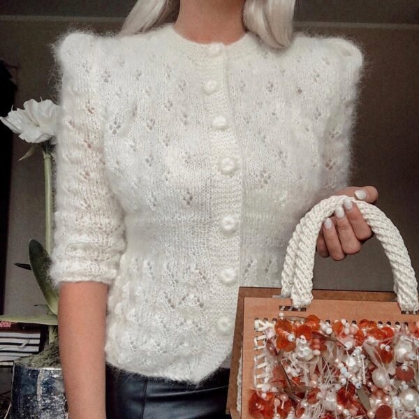 MARIDRUNA FIONA MOHAIR CARDIGAN OFF WHITE